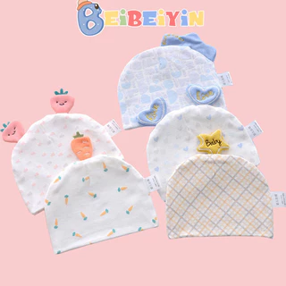 Mũ Bé BEIBEIYIN Hoạt Hình Dễ Thương Nguyên Chất cotton Sơ Sinh Không Xương Mũ Cho Bé Trai Và Bé Gái Cho Mọi Mùa