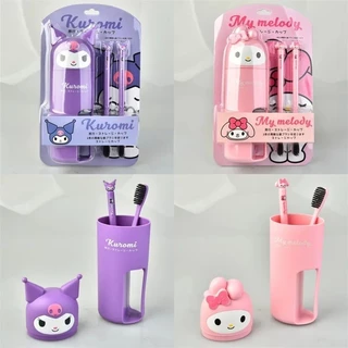 Sanrio My Melody Kuromi Hello Kitty Bàn chải đánh răng mềm Cốc nước súc miệng Kawaii Hoạt hình Đánh răng Cốc có nắp Bồn tắm di động