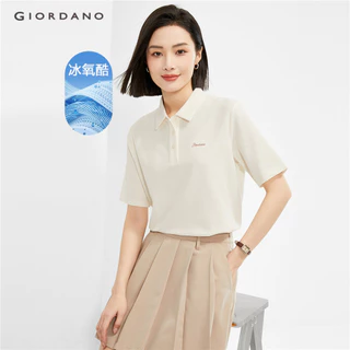 GIORDANO WOMEN Ice cooling embroidery short sleeve polo shirt 05314391