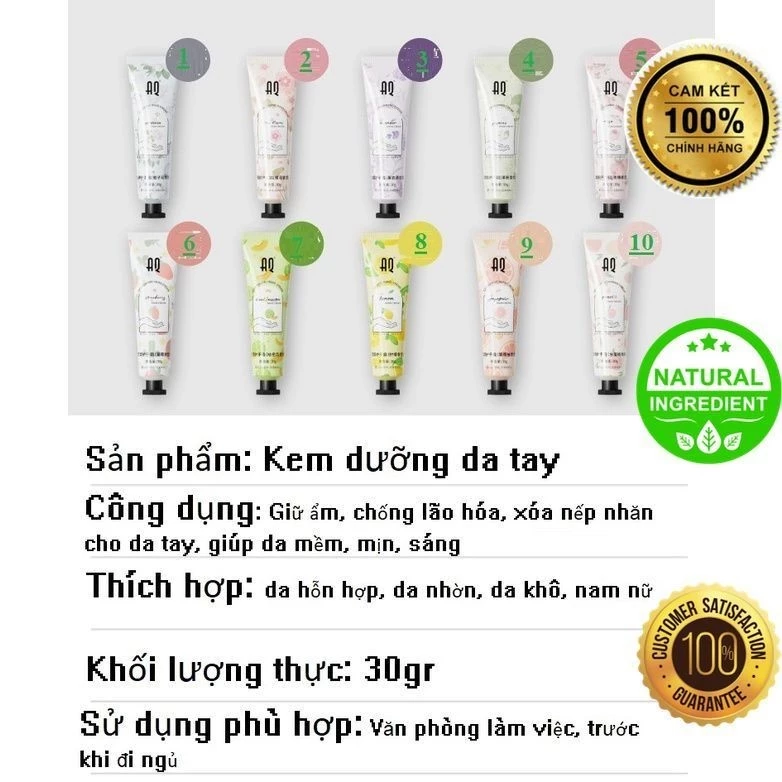 Kem Dưỡng Da Tay, Bù Nước, Cấp  ẩm, Chống Lão Hóa giúp da trắng sáng Herbal care [s]