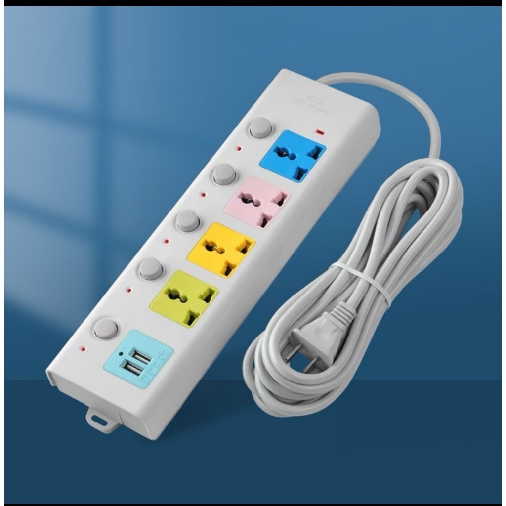 Ổ Cắm Điện USB Đa Năng Cao Cấp Chống Giật Dây Dài 4m, 2 Cổng Cắm USB Có Chốt…
