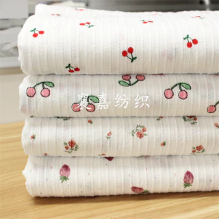 Vải Cotton nguyên chất sọc Jacquard Nhật Bản Hàn Quốc Nhỏ hoa vải Handmade DIY Vải