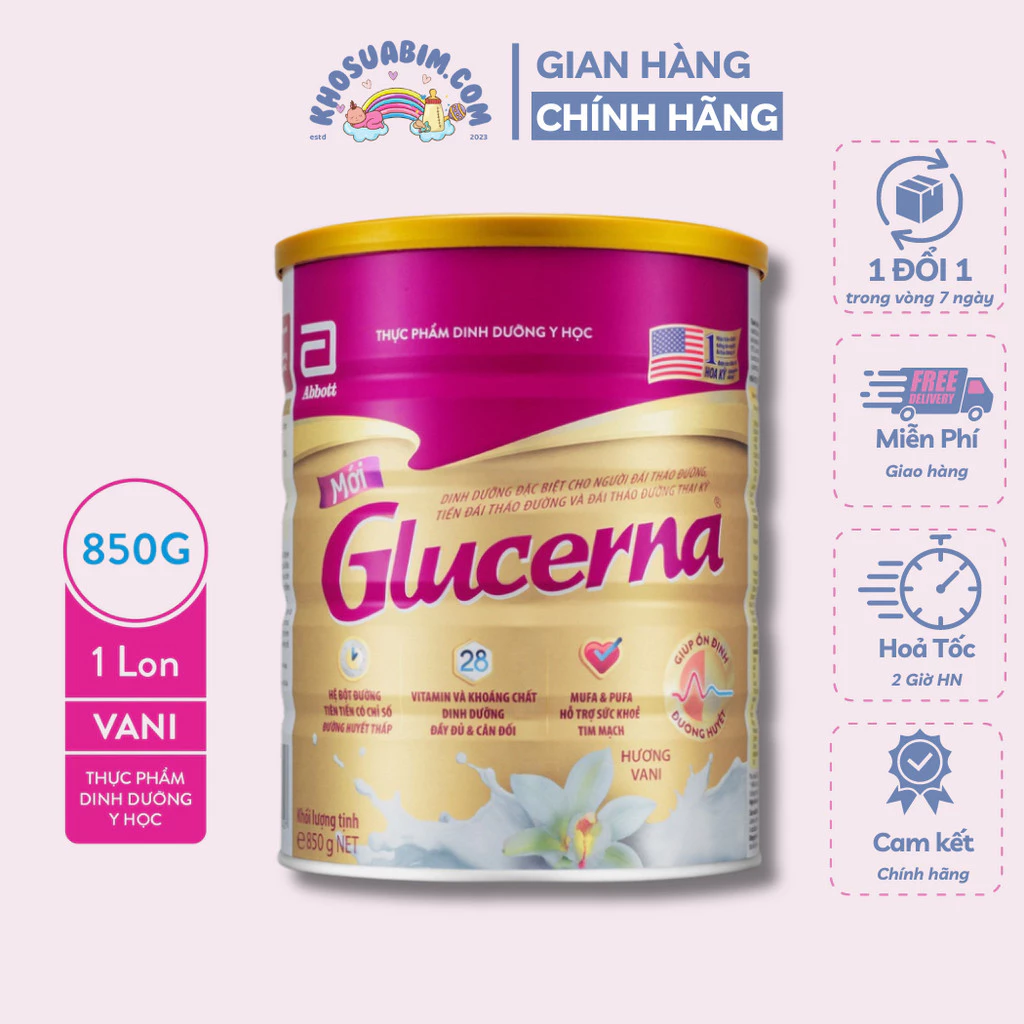 Sữa bột dành cho người bị tiểu đường Glucerna Abbott 850g Hương Vani