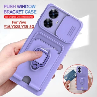 Dành Cho Vivo Y16 Y02S Y35 Y36 Y27S Y22 Y22S 4G 5G 2023 2024 Vỏ Điện Thoại Có Dây Buộc Ống Kính Đa Năng Bảo Vệ Camera Khe Cắm Thẻ TPU Mềm Giá Đỡ Vòng Giá Đỡ Vỏ Lưng