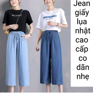 Quần jean giấy lỡ ống rộng, Quần Jean giấy ống rộng lưng cao phong cách phong cách Hàn quốc size 42-65 kg - Shop5