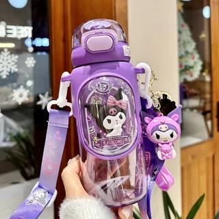 2024 Hoạt Hình Thời Trang Sanrio Kuromi Cốc Nước Cho Bé Gái Học Sinh Cốc Nhựa Có Ống Hút Chịu Nhiệt Độ Cao