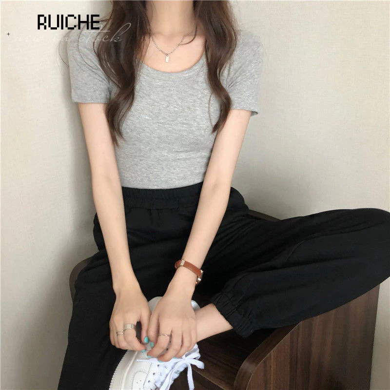 RUICHE áo phông áo thun nữ croptop baby tee xu hướng Vintage Đơn giản Thời trang WTX2430BPO 11Z240315