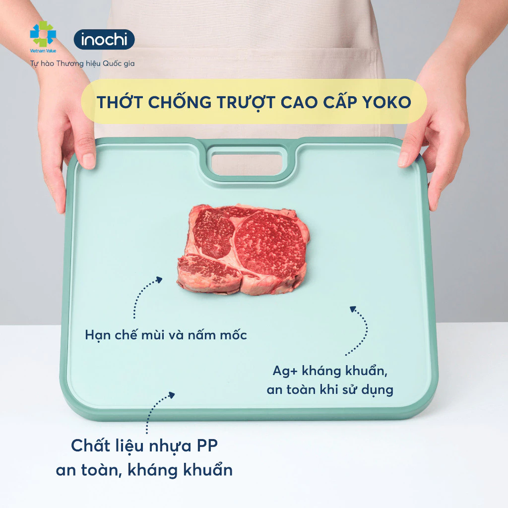 Thớt Nhựa Kháng Khuẩn PP Chống Tràn Nước, Gia Dụng Nhà Bếp Thông Minh Dùng 2 mặt Bề mặt nhám nhẵn