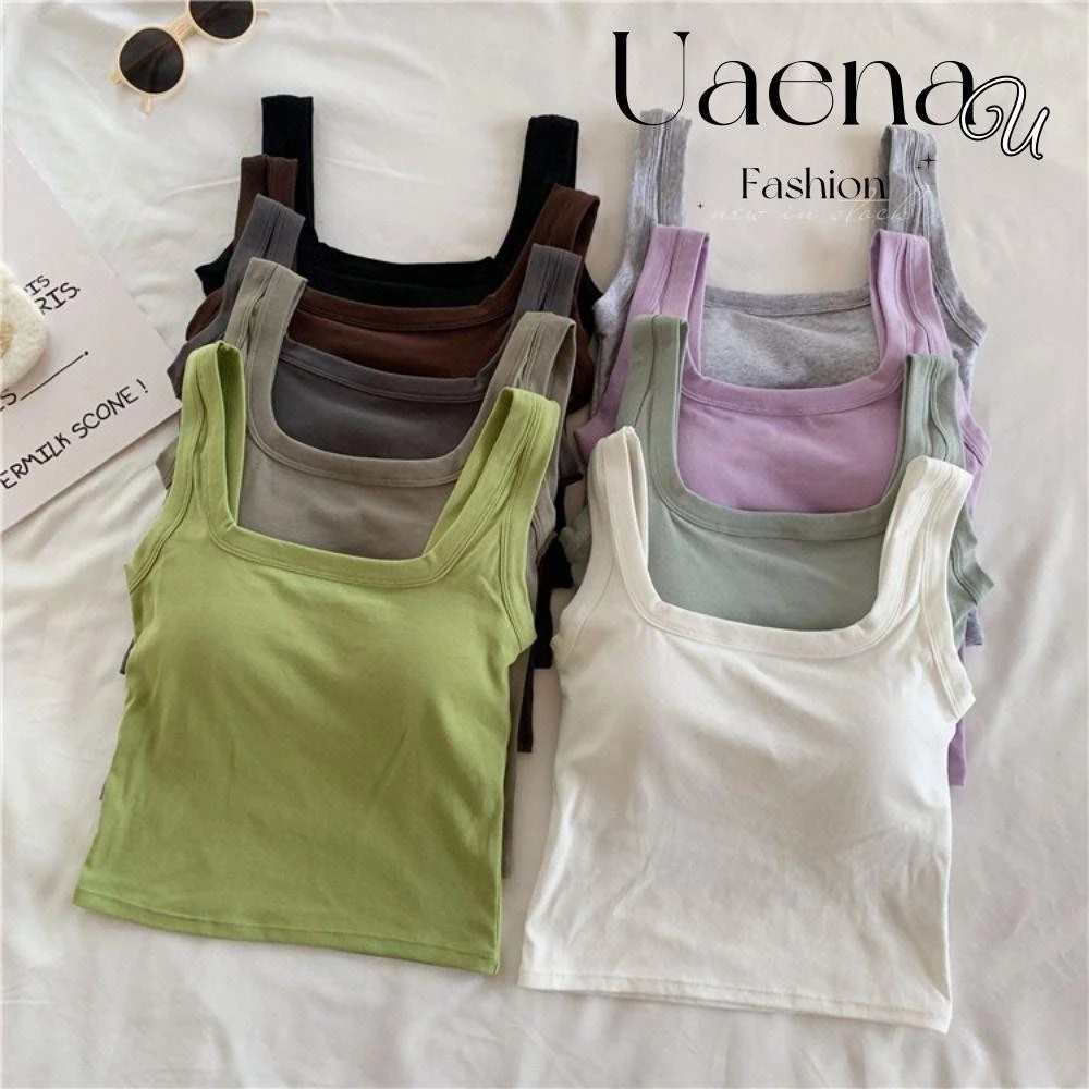 Uaenau Camisole, Áo ngực nữ hở lưng cổ vuông U, Cốc cố định có miếng đệm ngực Đồ lót một mảnh kích thước miễn phí