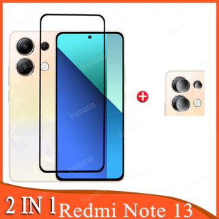 Redmi Note 13 Kính Cường Lực Full Cover Film Cho Redmi Note 13 Pro Plus 5G 4G 12 11 10 Pro Plus Pro + 12s 11s 10s 13C 5G 4G 2 trong 1 Ống Kính Máy Ảnh Bảo Vệ Màn Hình Kính