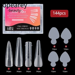 opearey Dual Nail Forms, Long Ballerina Coffin Khuôn Làm Móng Tay, Poly Extension Full Cover 12 Kích Cỡ Phong Cách Pháp Gel Nail Form Cho Nail Art Salon