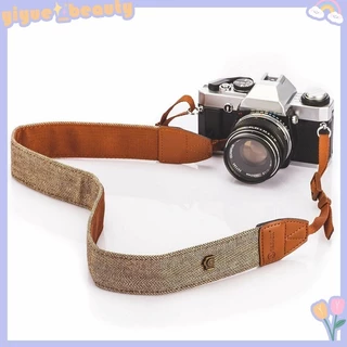 Vintage Cổ Điển Trắng Và Nâu Dệt Camera Đeo Vai Cổ Dây Canon DSLR HB