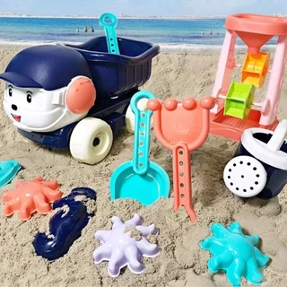Bộ Đồ Chơi Xe ô tô Chở Cát, đồ chơi xe đẩy xúc cát ngoài bãi biển, siêu vui nhộn giải trí cho bé