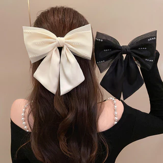 Nơ Phụ Kiện Tóc Cao Cấp Satin Barrettes Nữ Lưng Kẹp Mũ Đội Đầu Rời Kẹp Lò Xo