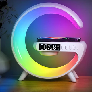 Đèn LED khí quyển 4in1 Bộ sạc không dây RGB Loa Bluetooth Đèn bàn trên 10 chế độ Màu sáng với AP