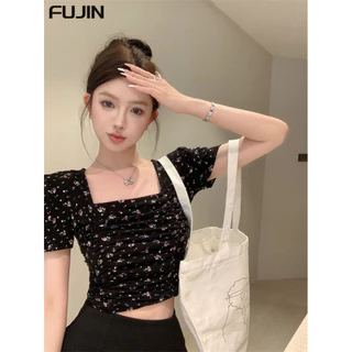 FUJIN áo phông áo thun nữ croptop baby tee Phong cách hàn quốc Casual INS WTX244093A 15Z240407