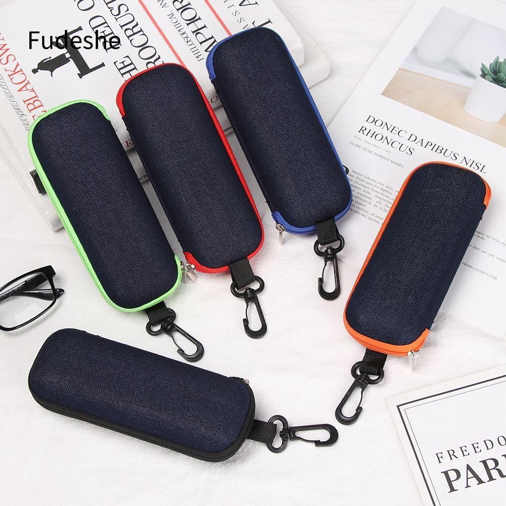 Fudeshe Đựng Mắt Kính Bằng Vải Denim Cứng Có Khóa Kéo Nhiều Màu Sắc
