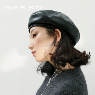 Misskoi [Hàng Có Sẵn] Mũ beret Bằng Da Kiểu Họa Sĩ Anh Quốc Cổ Điển Dễ Phối Đồ Thời Trang Thu Đông Cho Nữ