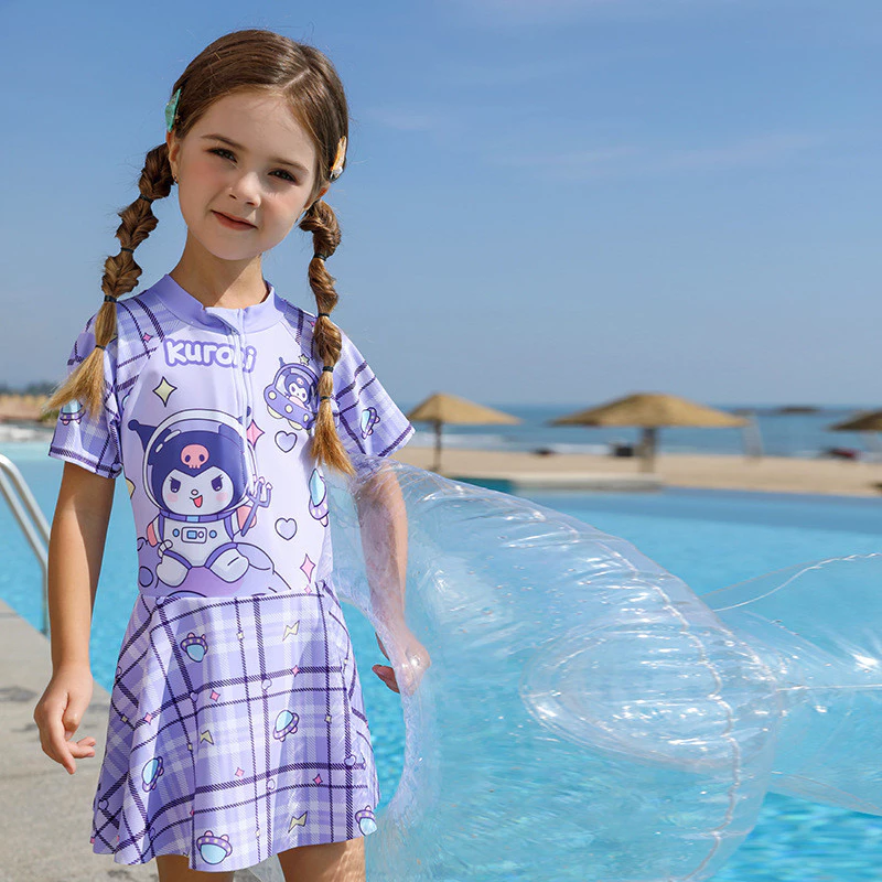 Mùa Hè Phong Cách Mới Trẻ Em Đồ Bơi Bé Gái Hoạt Hình Dễ Thương Kuromi Bé Trai Bé Gái Đầm Công Chúa Một Mảnh Đồ Bơi Trẻ Em