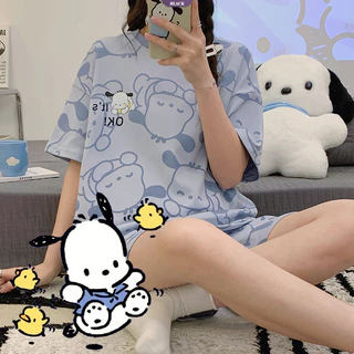 Bộ đồ ngủ Pochacco hoạt hình Sanrio mới mùa hè Bộ đồ ngủ nữ ngắn tay ngọt ngào và dễ thương [BL]