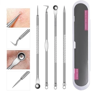 Thép không gỉ Double Head Pick Up Acne Remove Tool Kit Dụng cụ làm sạch kim mỹ phẩm