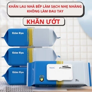 Khăn ướt Lau bếp đa năng 1 gói 80 miếng Siêu tiết kiệm ,Kích Thước : 20x23cm