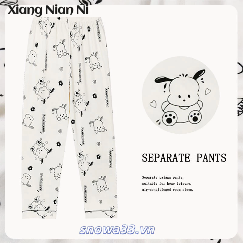 Xiang NIAN NI 2024 quần và đồ ngủ mới dành cho nữ xuân thu hè giả cotton nguyên chất mỏng mùa hè quần nhà có thể mặc bên ngoài