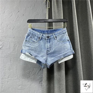 Quần Short Denim chữ A cỡ lớn Quần Short Hàn Quốc chính hãng y2k Phong cách thiên niên kỷ Âu Mỹ Hot Girl Style Quần Short Denim nữ mùa hè 2024 Phong cách mới uốn cong eo cao mỏng hơn Nhìn chữ A Quần nóng siêu ngắn Hợp thời trang