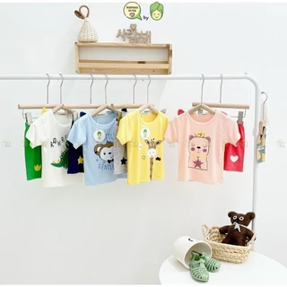 Đồ Bộ Cộc Tay Cho Bé Gái, Bé Trai KIMCHIBABY Vải Cotton Lụa Mềm Mịn Hoạ Tiết KL Xanh, Bộ Quần Áo Cho Bé Mặc Nhà K403