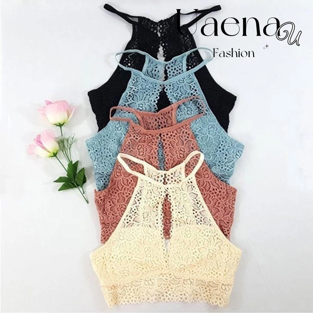 Uaenau Xe Tăng Crop Tops Mùa Hè Nữ Cắt Ra Plunging Ren Vest