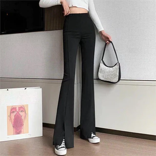 Crlnhc Mới Chữ Cao Cấp Micro Co Giãn Slim Fit Ống Rộng Quần Thường Ngày loe vn