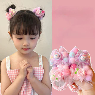 Trẻ Em Siêu Cổ Tích Hoa Đầu Bé Gái Đầu Hồng Hoa Tóc Bóng Nhỏ Scrunchy Vòng Tròn Bé Không Làm Tổn Thương Dây Buộc Tóc Đuôi Ngựa Tóc Nhẫn