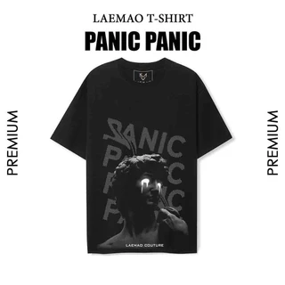 COD Áo thun unisex LAEMAO PANIC PANIC tay lỡ cổ tròn form oversize thoải mái, chất liệu cotton mềm thoáng mát /