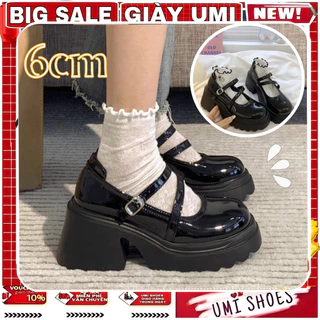 Giày LOLITA RANGHAI đế cao 6cm Nữ Da Bóng, Da Lì ulzzang phong cách Hàn quốc mary quai cài cá tính năng động mới hot