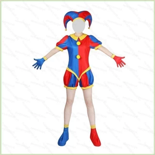 6 Cái / bộ The Amazing Digital Circus cosplay Vải Pomni Mũ Jumpsuit Halloween Chú hề Đảng Trang Phục