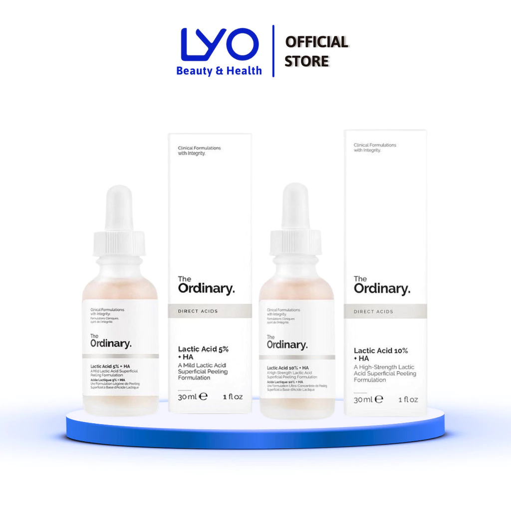 Serum tẩy da chết hoá học Lactic Acid 5% + HA và Latic Acid 10% + HA The Ordinary Giúp Da Mịn Màng 30ml