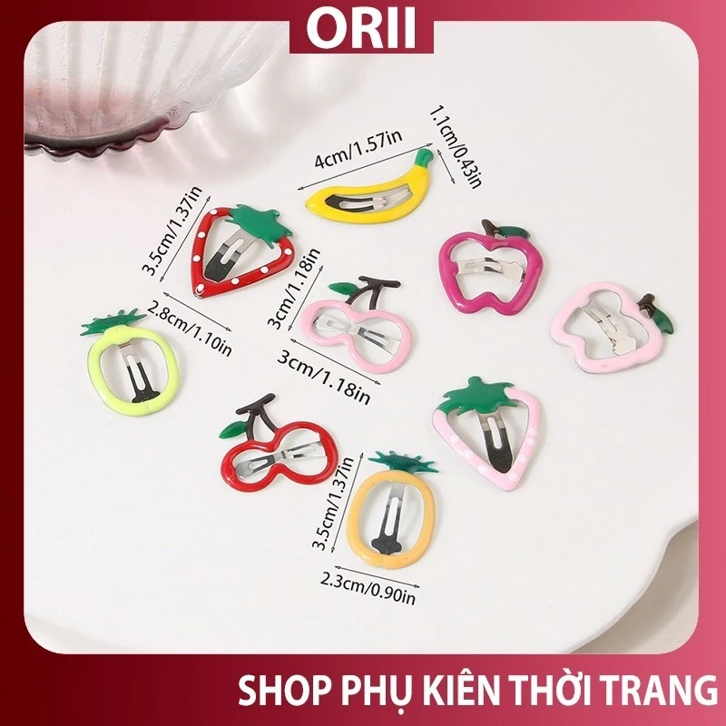 Kẹp tóc hình hoa quả ,kẹp tóc mái rẻ ,kẹp mái hình trái cây ,kẹp mái kim loại đẹp phong cách lolita .