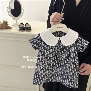 [Ciki Baby] Váy cổ búp bê sang trọng phong cách mùa hè cho bé gái Váy phong cách Preppy