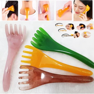 Lược Massage đầu năm móng vuốt - 1 que cạo da đầu bằng nhựa tự nhiên - Chân cổ cơ thể Gua Sha Board - Dụng cụ nâng cơ mặt chăm sóc mắt - Máy mát xa thư giãn SPA