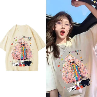 NRVP Mới 100% Cotton Unisex Áo Thun Nữ Tay Ngắn Plus Size M-5XL Nữ Tee Baggy Nam Nữ Baggy Cổ Tròn Rời Áo 2 / 25