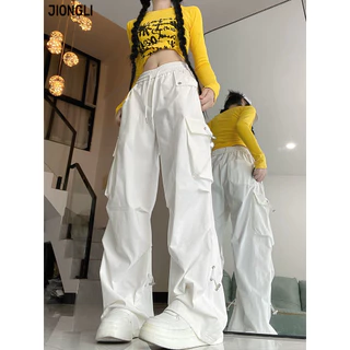 JIONGLI quần ống rộng Quần Túi Hộp Chất lượng cao INS casual Fashion WFK24302YE 10Z240305