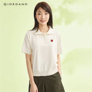 GIORDANO WOMEN Picot flower short sleeve sweater 05354306