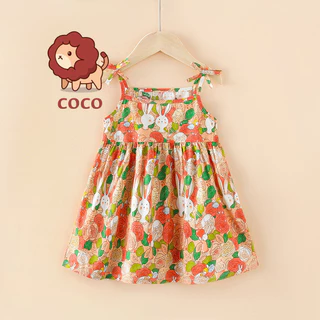 COCO Đầm Bé Gái Trẻ Em ins Phong Cách Công Chúa Sling Dress 2024 Phong Cách Mùa Hè Phiên Bản Hàn Quốc Quần Áo Trẻ Em Đầm Hoa