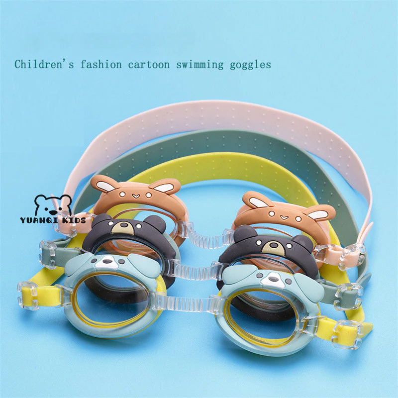 Yuanqi KIDS Kính hoạt hình Hình con cua Kính bơi trẻ em Kính bơi chống sương mù Kính bơi lội bé trai và bé gái Kính bơi