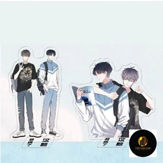 Standee IN HÌNH ĐỀ NÀY KHÓ QUÁ RỒI ver HỌC SINH BL manhwa chibi tượng acrylic mica trang trí trưng bày