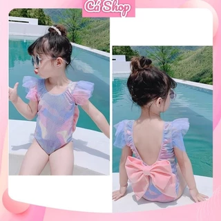 Bikini liền mảnh, đồ bơi đi biển BKNCV, BKNH kèm nơ cho bé gái