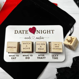 [Thevatifly] Date Night Dice After Dark Edition, Date Night Dice Game dành cho cặp đôi, Gỗ có thể tái sử dụng xúc xắc cặp đôi, Ngày kỷ niệm vui nhộn HOT