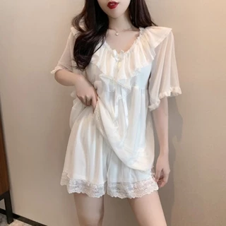 Pure Desire Wind With Ngực Pad Bộ Đồ Ngủ Nữ Mùa Hè Modal Giá Trị Cao Phong Cách Mới Ice Silk Quần Short Tay Ngắn Loungewear