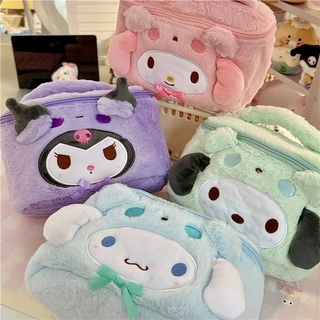 Nhật Bản Sanrio Hoạt Hình Sang Trọng Túi Trang Điểm Để Bàn Sinh Viên Dung Tích Lớn Di Động Kuromi Melody Hộp Đựng Mỹ Phẩm Du Lịch Túi Bảo Quản