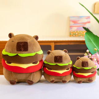 12 / 20 / 25cm Kawaii Hamburger Capybara Búp Bê Móc Khóa Chuột Lang Sang Trọng Búp Bê Ba Lô Mặt Dây Chuyền Móc Khóa Xe Charm Bạn Bè Quà Tặng Ngày Lễ